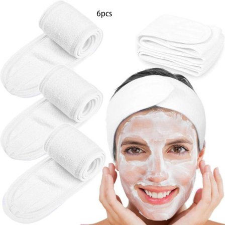 6 Stykker Spa Ansigtshårbånd Spa Makeup Hårbånd Sovehårbånd Med Velcro Justerbart Ansigts Skønhedshårbånd Spa Hårbånd Must-Have Og Brusebad Hvid