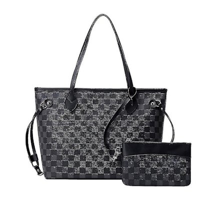 Rutete Tote Skulderveske Messenger Bag Håndveske Pu Lærveske Med Innvendig Pose Flerfarget Valgfritt