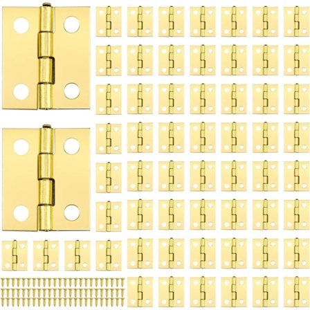 60 stk. 6 punkts gule mini miniature små afrundede hængsler jern hængsel mini messing hængsel, til hjemmemøbler, døre og w