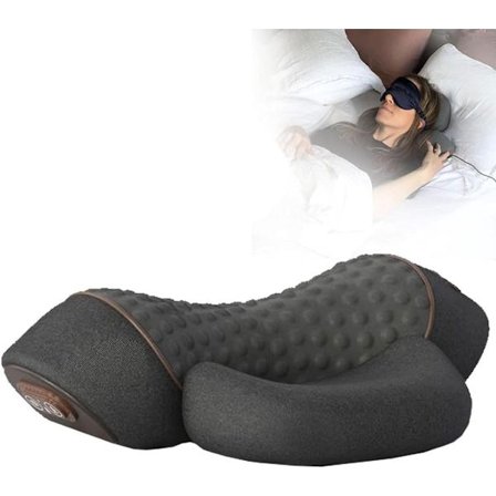 Elektrisk nackmassagekudde med värmefunktion, vibrerande akupressurmassage för att lindra smärta, nackkudde, ortopedisk kudde, grå