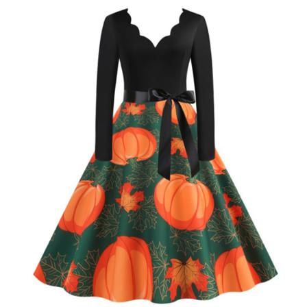 Halloween Klänningar Cocktail Swing Klänning För Kvinnor Green S