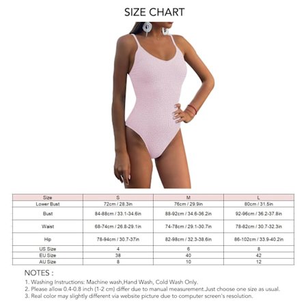 Dame Badedrakt V-hals Justerbare Spaghettistropper Ensfarget Høyt Skåret Badedrakt Rosa M