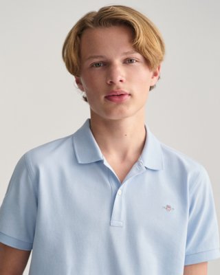 GANT - Piquéskjorte med logo til ungdom fresh blue
