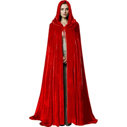 Unisex svart vuxen häxa Cape Hellängd Hooded Kappa Halloween
