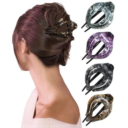 4 ST franske buede hårklemmer Flade hårklemmer Skridsikre Andenæb Hårnåle Stærkt greb Hold Clip Hjerte (Skildpadde(Blå+Kaffe+Grå+Lilla))