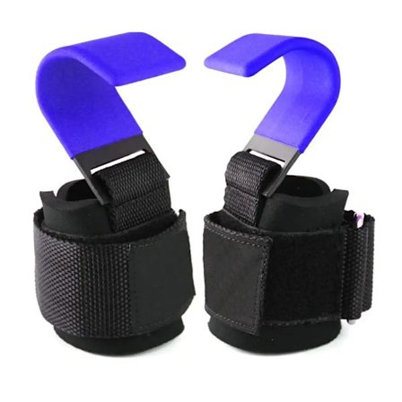 2st Viktlyftningskrokar med Handledslindor Gym Fitness Krok Lämplig för Tyngdlyftning Pull-ups Dropship Blå