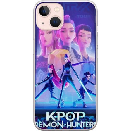 Kompatibelt Mobildeksel til Apple iPhone 13 mini K-Pop Demon Hunters handling med futuristiske heltinner, neonlys og animeenergi som skaper en dramati