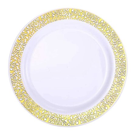 Gullfargede Engangs Tallerkener Fest Hjem Salat/Dessert Tallerken 7.5"