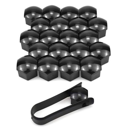 19 mm møtrikdæksler, 20 stk. 19 mm bolt møtrikdæksler, sekskantede beskyttelseshætter til hjulmøtrikker, sort
