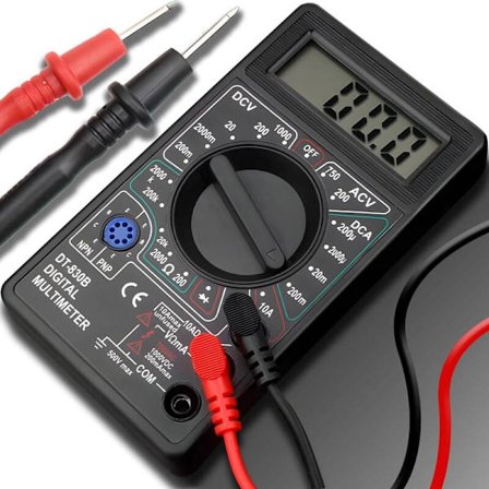 Digital Multimeter med Ohmmeter, Amperemeter, Voltmeter för AC/DC Spänning, Batteri