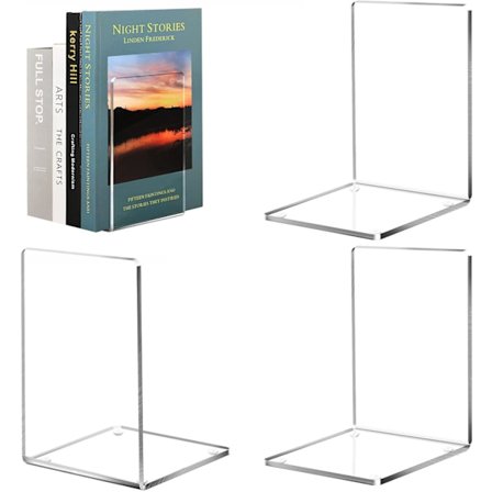 4 stk. Klare Akryl Bogstøtter til Hylder Transparent Bogstøtte Organizer Bogholder Stativ til Hjem Skole Kontor Bibliotek Soveværelse