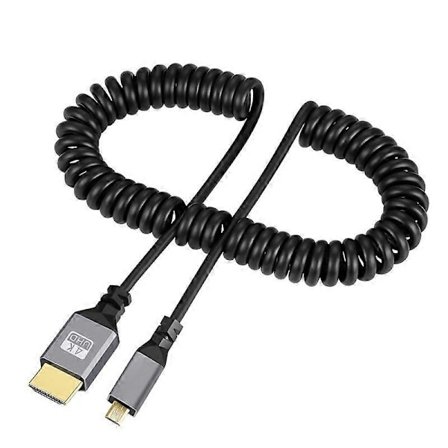 0,5-2,4m 4K Micro HDMI til HDMI Spiralforlengekabel Hann til Hann HDMI2.0 Fleksibel Spiralledning