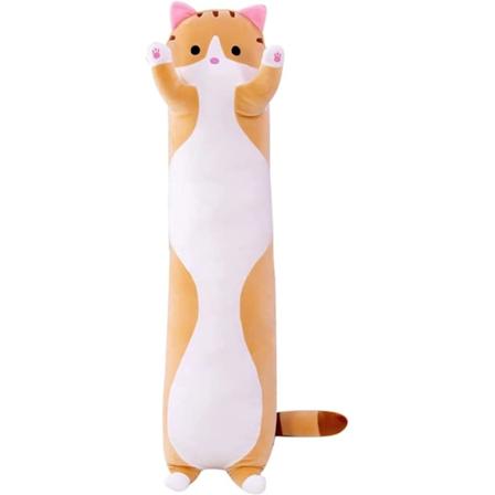 Kissa plyysipehmolelu Nukke lelu Pehmeä kissa pehmolelu Pitkä tyyny Lelukissa Pentu Kehon tyyny Lahja lapsille ja tyttöystävälle (ruskea, 50 cm)