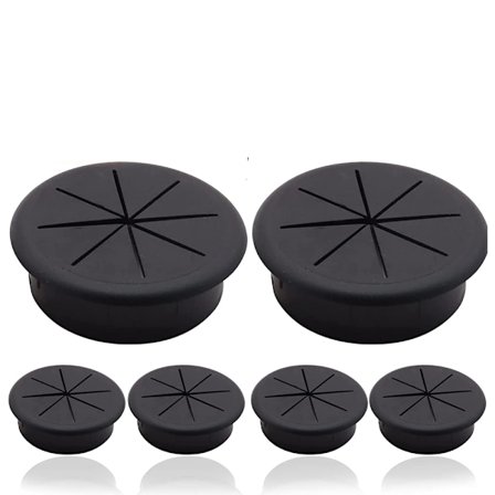 6 stk. plast skrivebordsgrommet, skrivebordsgrommet, rundt kabelgjennomføringshull, plast kabelgjennomføring, 60mm fleksibel ABS grommet for hjem, 