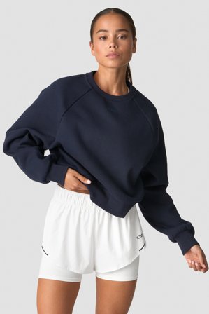 ICANIWILL - Everyday Cropped Crewneck Wmn Navy - Langærmet - Damer - Træningstøj fra ICIW