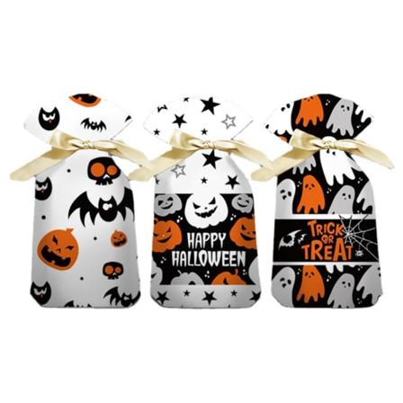Halloween godispåse med dragsko 50 st Pumpkin Ghost Bat för kattpåsar för Festival Holiday Party Favor Tactical family
