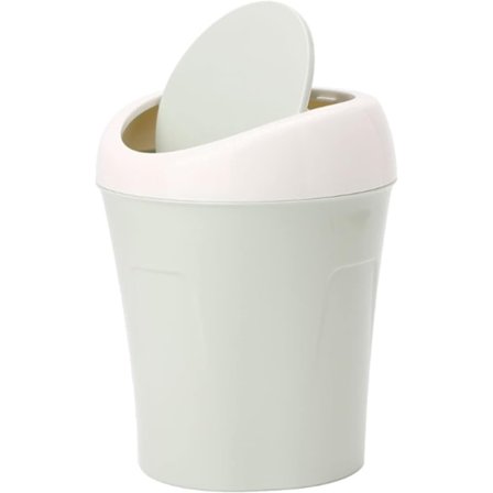 Mini plast papperskorg, Mini kontor sopor rullar lock kan sopor papperskorg avfallskorg dammbehållare hem bil (Färg: C)