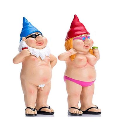 Havetomte Nisser Nøgen have sjov - Små grove statuer - Havegave til familier og naboer (et par) [Energiklasse A +++]