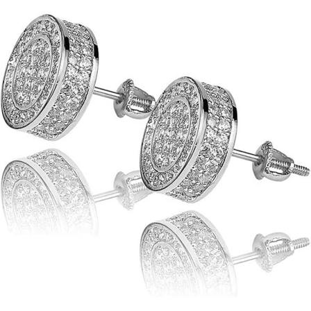 IC Ørepynt for menn 14K gullbelagt 925 Sterling Sølv Iced out CZ Hypoallergeniske runde skruesikre ørepynt for menn