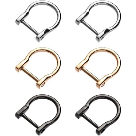 6 metall D-ringar - ryggsäcks spänne - spänne med löstagbara skruvar