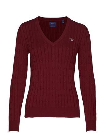 Stretch Cotton Cable V-Neck Villapaita Punainen GANT