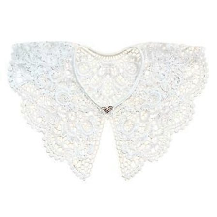 Blondekrage Dame Falsk Krage Snøring Broderi Krage Dickey Krage Hanfu Fusk Krage Avtagbar Krage for Kjole (Metallspenne Hvit)