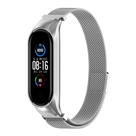 Milanese Loop Rem til Xiaomi Mi Band 5/6 Sølv