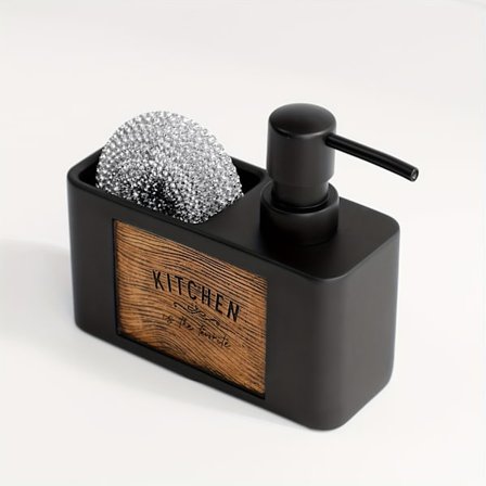 Kjøkkensåpedispenser, håndsåpeflaske for bad med påfyllbar såpebeholder og rengjøringsball.