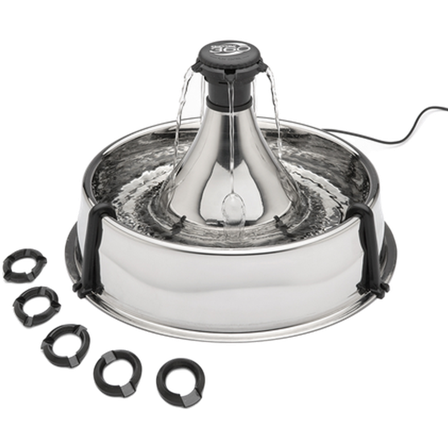 Drinkwell - 360 Fontene for kjæledyr i rustfritt stål, grå 3,8 L - Katt - Matplass og vannfontener for katt - Vannautomater for katt - ZOO.no