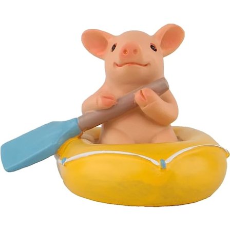 Grisestatue, min grisestatue, harpiks hjemmedekorasjon, heldig dyrehageskulptur for miniatyrlandskap (gris til kajakk)