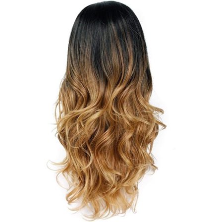 Lang naturlig utseende bølget varmebestandig syntetisk parykk sølvgrå