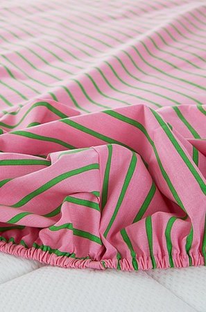 Jotex - Mini Dra-på-lakan Spjälsäng Ekologisk Rosa/grön SIMA - Köp Lakan hos Jotex