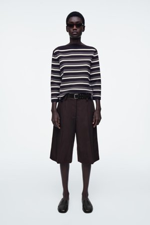 COS Femme Pull Rayé À Col Bateau En Coton in Bleu