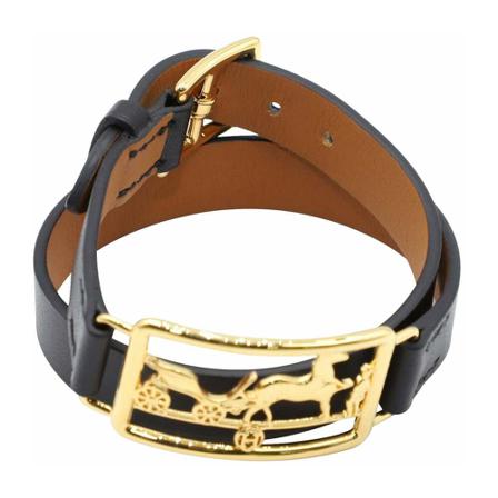 Hermès Vintage, pre-owned Horse Logo Double Tour Bracelet Zwart, Dames, Maat:ONE Size