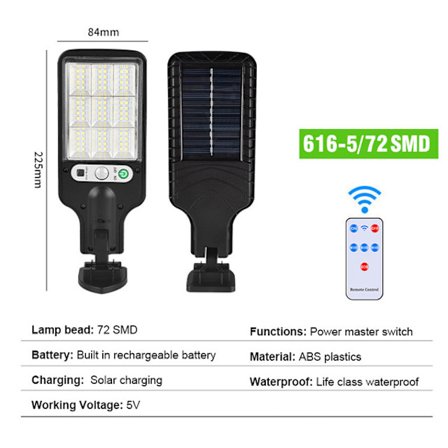 Udendørs vandtæt bevægelsessensor solcelle gadelampe