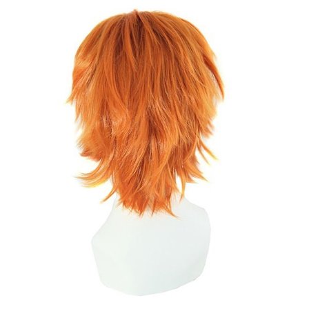Herre Kort Oransje Parykk Festkjole Allmektig Kostyme Cosplay Parykker 2025th