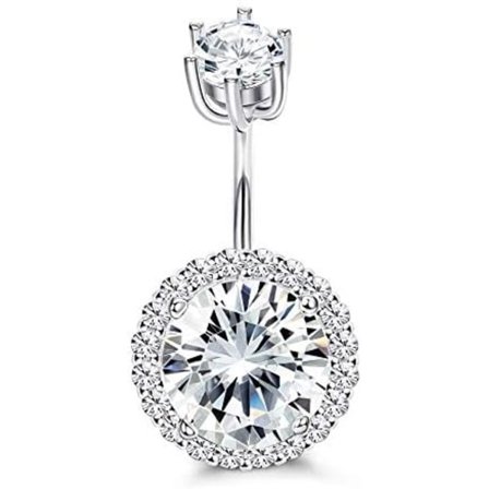 12x30mm Navelringar för Kvinnor 14G Magringar Runda Kubiska Zirkonier Kroppssmycken Böjda Hantlar Navelringar