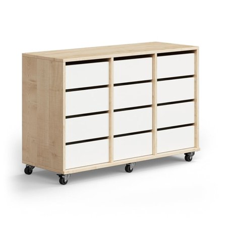 Student storage CASPER, 12 drawers, birch, white