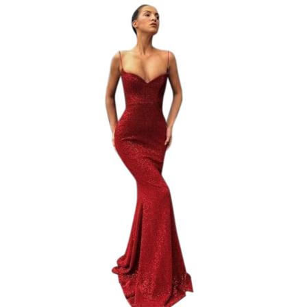 Sexig Deep V Sling Dress Mermaid Long Kjol För Kvinnor Elegant