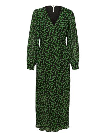 Objalettia L/S Wrap Dress A Fair Maksimekko Juhlamekko Vihreä Object