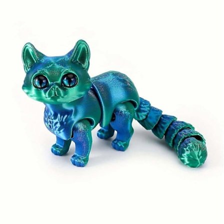 Farverig 3D-printet kat, Fidget 3D-printet legetøjssæt, Stress Relief 3D-printet dyreindretning til voksne børn, Perfekte skrivebordskæledyr til børns