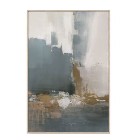 Abstrakt flerfarvet lærredskunst med ramme, 80x120 cm