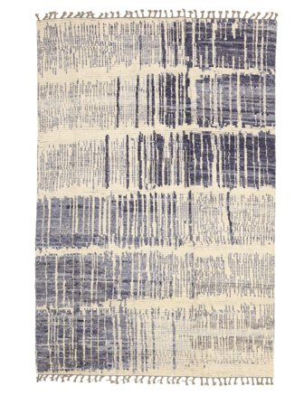 Hand Knotted Berber Style Rug 162X244 Wool Dark Grey/Light Grey