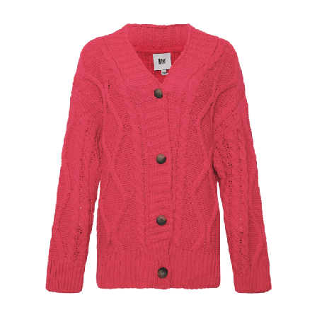 Tiffany Carla, Long Cardigan Knit - Shocking Pink Tröjor Dam Rosa M/L