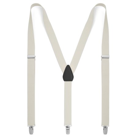 Wąskie szelki w kolorze kości słoniowej dla mężczyzn - Szelki na klipsy
