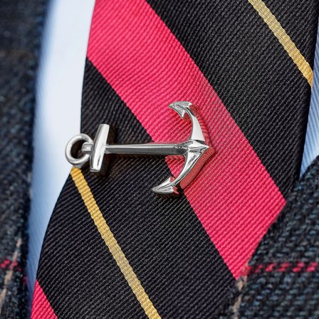 Silver-Tone Anchor Tie Clip for Men - Tie clips for skinny ties