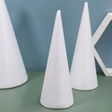 2pcs Handmade White Solid Cone Children DIY Craft Cone Christmas Accessories Home Cone for Christmas (32x12cm)