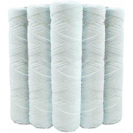 Set med 5 spiralformade vattenfilterpatroner Anti Sediment 9 3/4 tum - 20 Mikron Kompatibel med 10 tum filter Tillverkad i Frankrike - Shlm