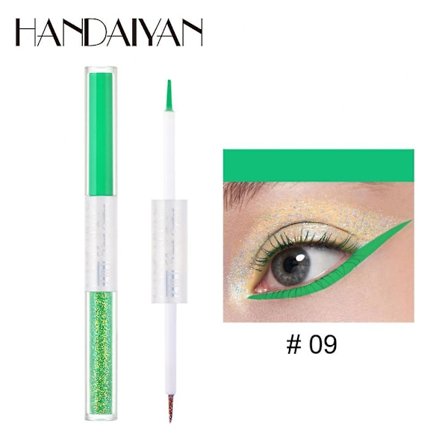 Handaiyan 12-farvet dobbelthoved eyeliner pen - dobbelt brug - holdbar - vandtæt - hvid - gul