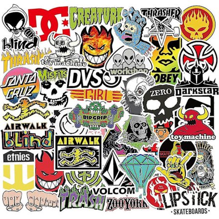 Laadukas skeittilautatarrapaketti, hienoja tarroja, 100 arkkia kannettavalle tietokoneelle, teinitarroja